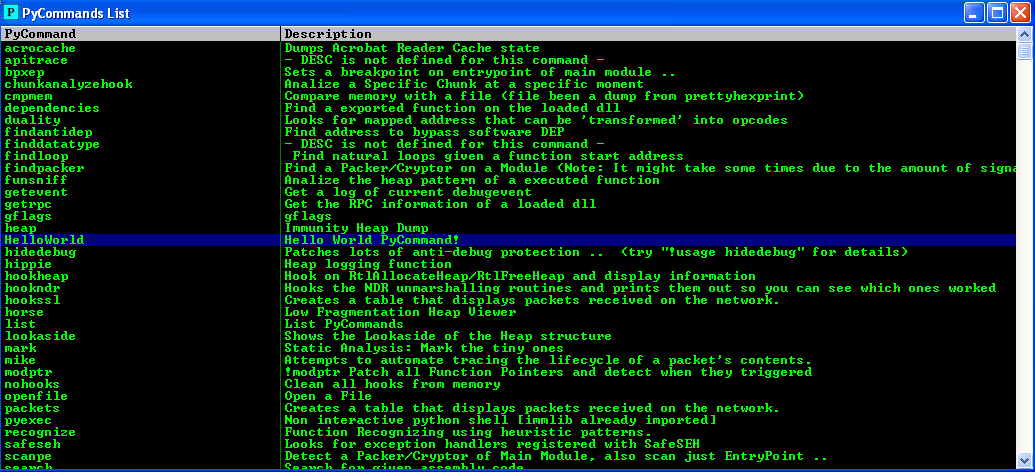 PyCommand List