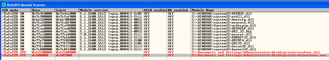 First Crash in Olly SEH